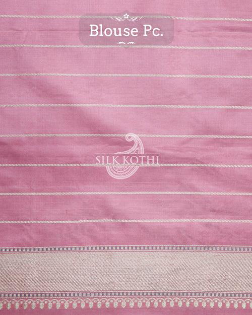 TAFFY PINK KADHWA MEENAKARI BORDER KATAN SILK BANARASI HANDLOOM SAREE