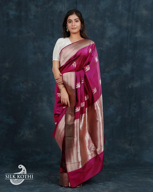 GRAPE PURPLE KADHWA KATAN SILK BANARASI HANDLOOM SAREE