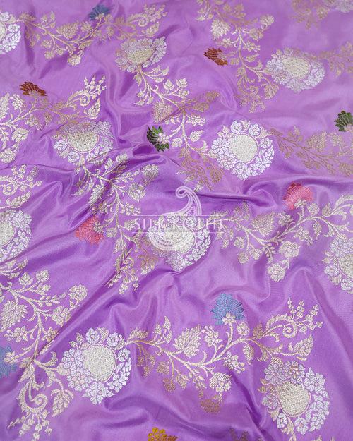 LAVENDER KADHWA JANGLA MEENAKARI KATAN SILK BANARASI HANDLOOM SAREE