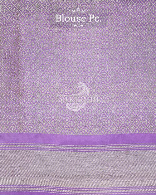 LAVENDER KADHWA JANGLA MEENAKARI KATAN SILK BANARASI HANDLOOM SAREE