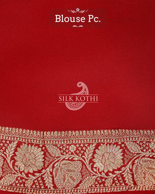 MAROON KHADDI GEORGETTE BANARASI HANDLOOM SAREE