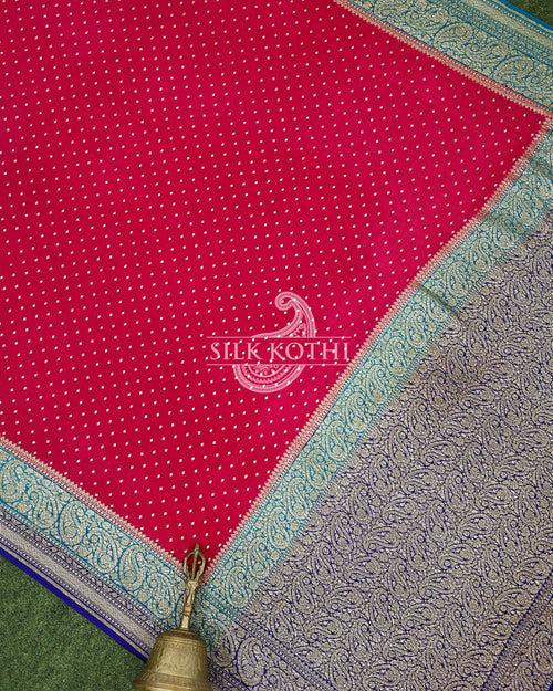 MAGENTA PINK CREPE GEORGETTE BANARASI HANDLOOM SAREE