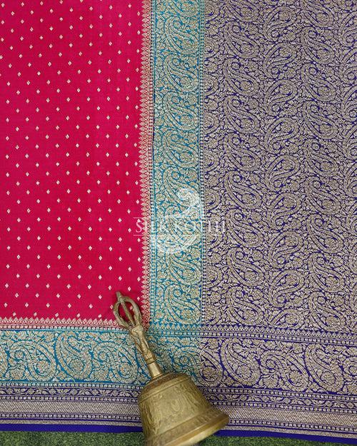 MAGENTA PINK CREPE GEORGETTE BANARASI HANDLOOM SAREE