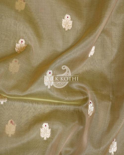 DARK BEIGE KADHWA KORA ORGANZA BANARASI HANDLOOM SAREE