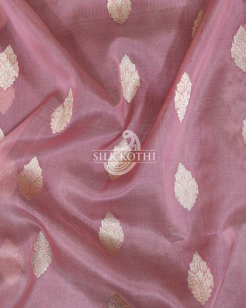 TAFFY PINK KADHWA KORA ORGANZA BANARASI HANDLOOM SAREE