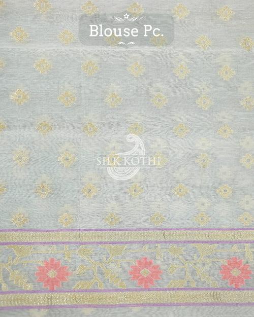 CREAM COTTON PATOLA BANARASI HANDLOOM SAREE