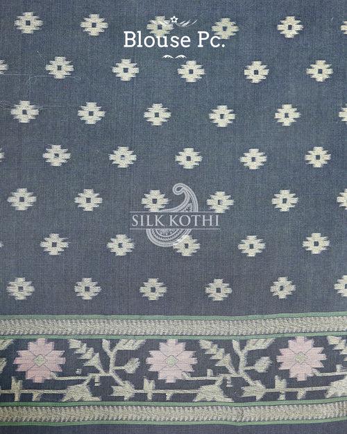 GREY COTTON PATOLA BANARASI HANDLOOM SAREE