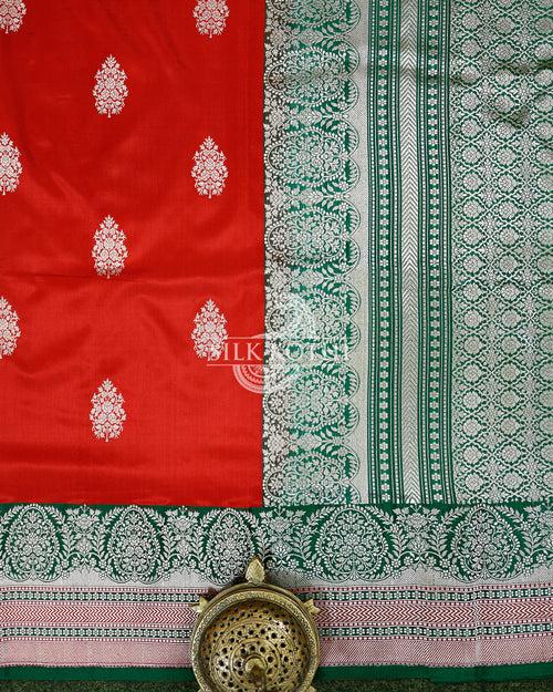 RED KADHWA KATAN SILK BANARASI HANDLOOM SAREE