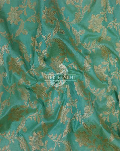 AQUAMARINE GREEN KATAN SILK UPPADA BANARASI HANDLOOM SAREE