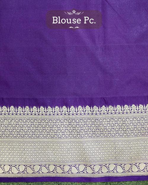 VIOLET KADHWA SATIN KATAN SILK BANARASI HANDLOOM SAREE