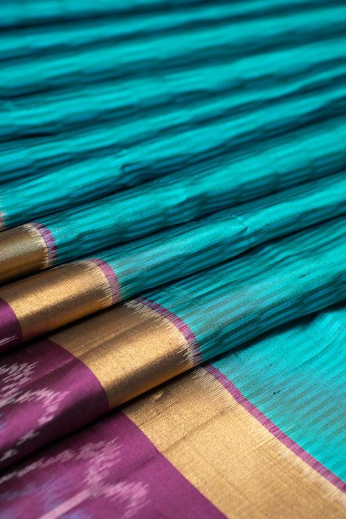 Anandha Blue and Purple Pure Ikat Silk Saree