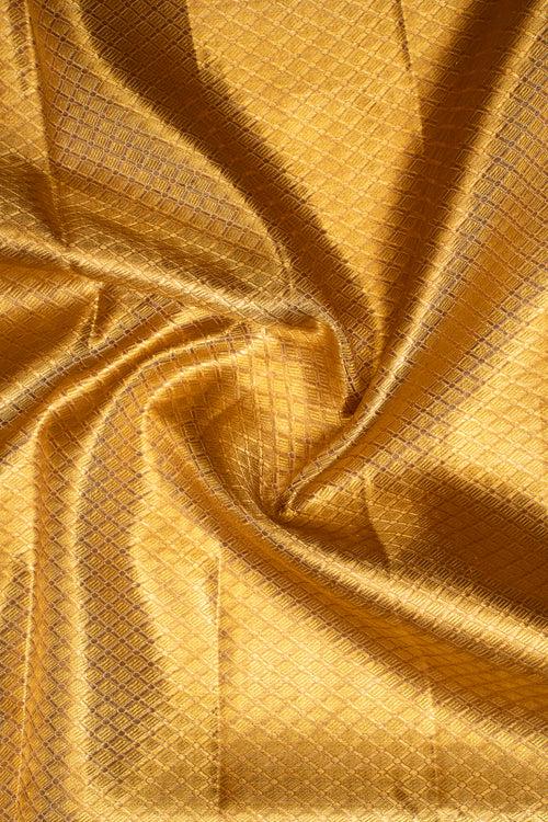 Gold Floral Brocade Tissue Kanchipuram Silk Saree