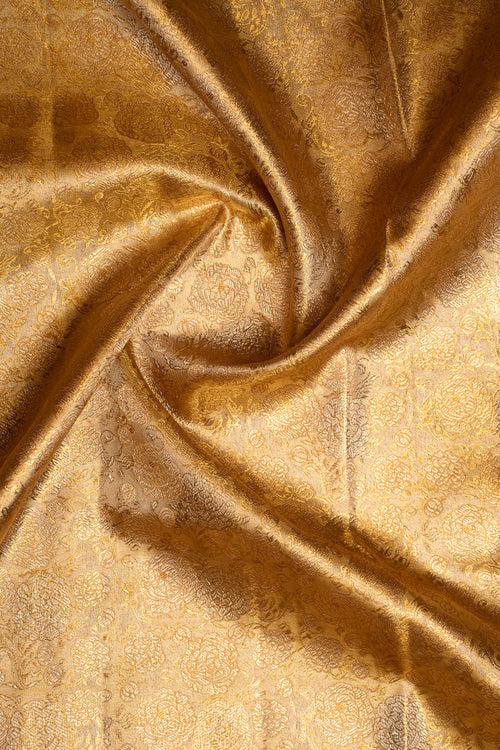 Gold Floral Brocade Tissue Kanchipuram Silk Saree