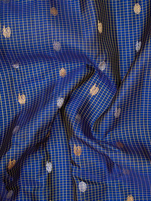 MS Blue and Yellow Pure Gadwal Silk Saree