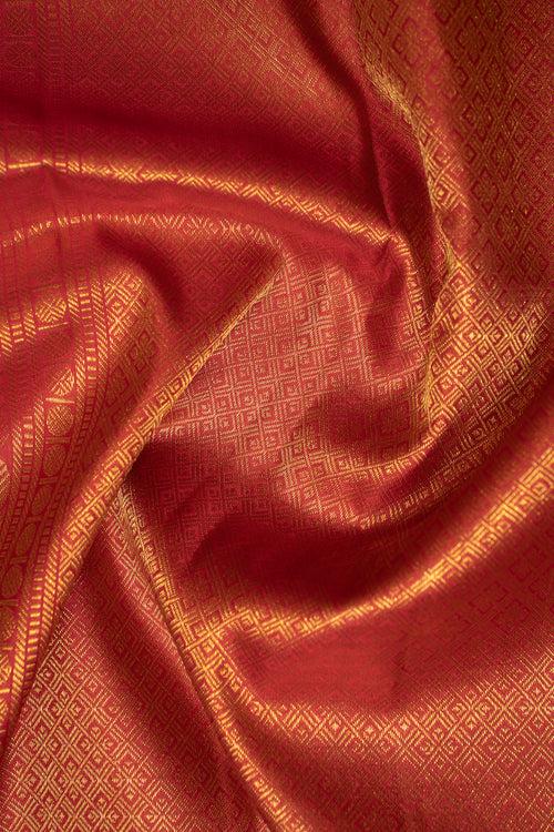 Beige and Tortilla Brown Checks Pure Kanchipuram Silk Saree