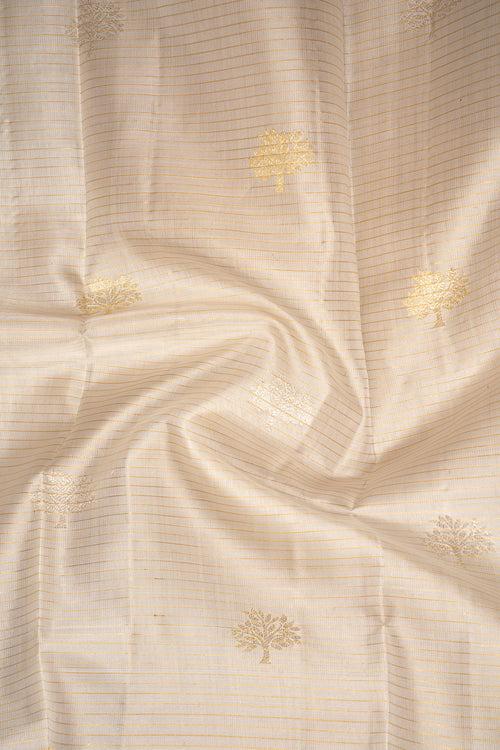 Ivory and Gold Pure Kanchipuram Silk Saree