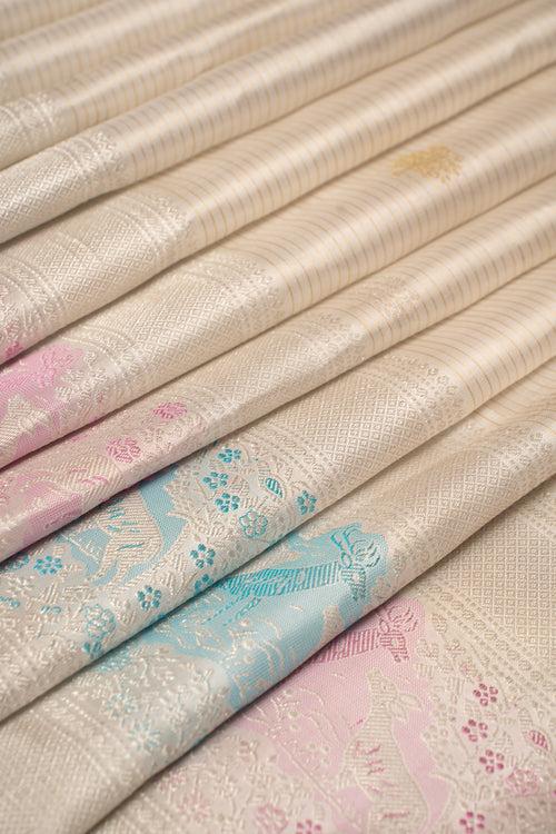 Ivory and Gold Pure Kanchipuram Silk Saree