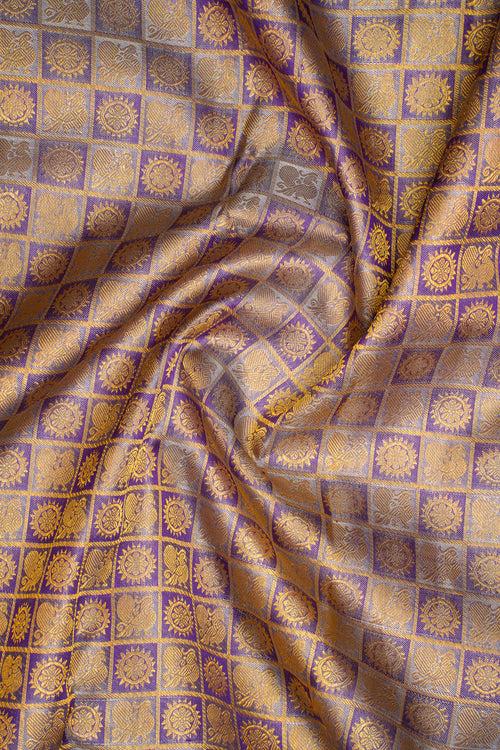 Purple Mayil Chakram Pure Brocade Kanchipuram Silk Saree