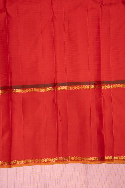 Lotus Pink and Red Pure Zari Kanchipuram Silk Saree