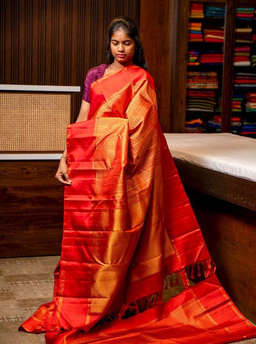 Red Zari Brocade Pure Kanchipuram Silk Saree