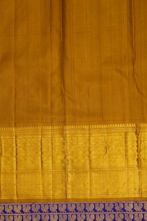 Classic Blue and Mustard  Ayiram Annam pure Kanchipuram silk saree