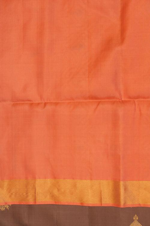 Brown and peach pure soft silk saree