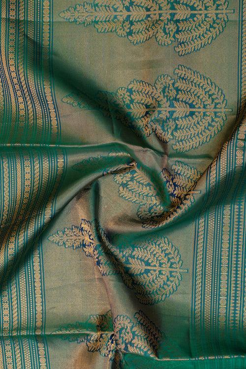 Dusty pink and blue pure soft silk saree