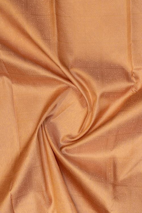 Salmon pink orange checks brocade pure Kanchipuram silk saree