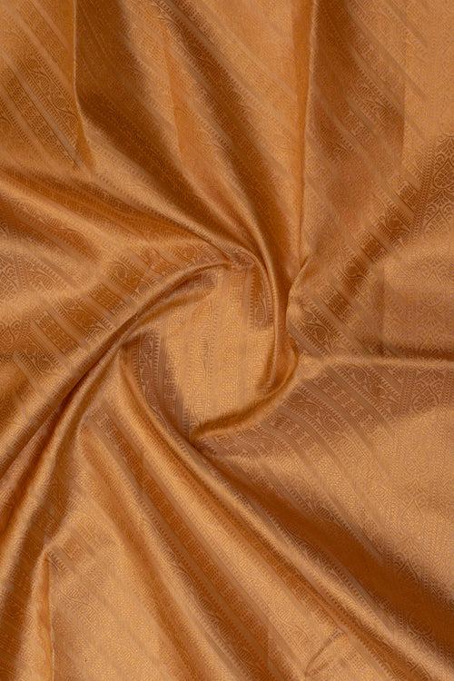 Peach floral brocade Turning Border pure kanjivaram silk saree