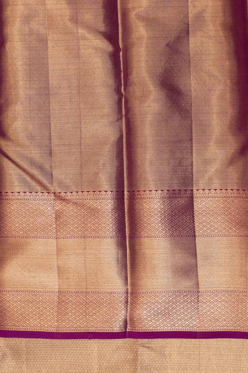 Lilac magenta tissue brocade pure kanjivaram silk saree