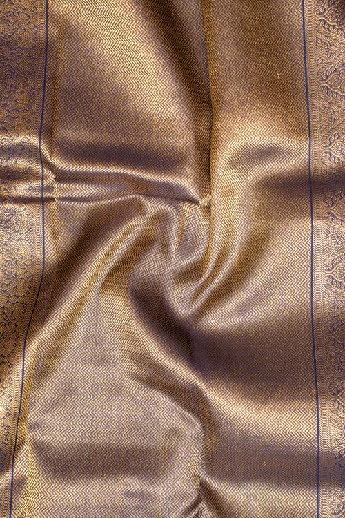 Silver Grey Stripes Pure Kanchipuram Silk Saree