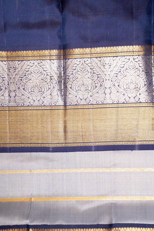 Silver Grey Stripes Pure Kanchipuram Silk Saree