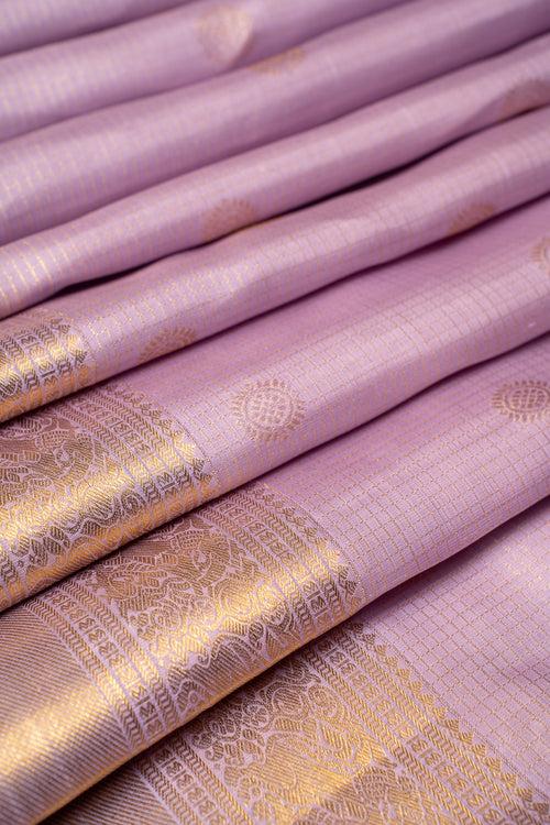 Lilac Zari Checks Pastel Kanchipuram Silk Saree