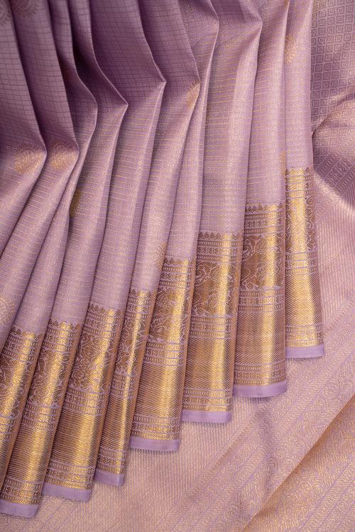 Lilac Zari Checks Pastel Kanchipuram Silk Saree