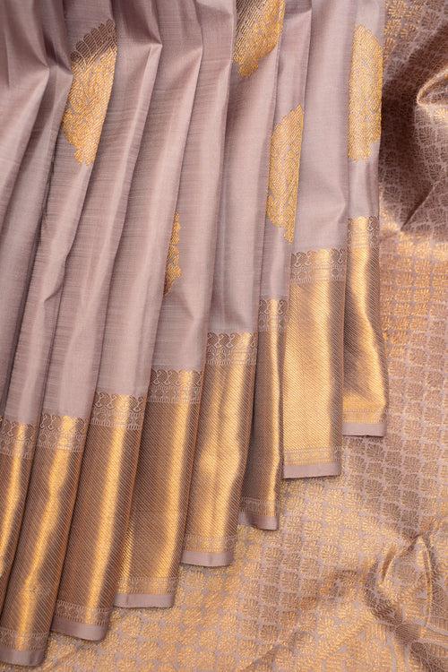 Bare Beige Pastel Pure Kanchipuram Silk Saree