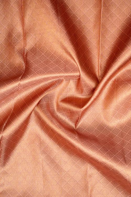 Salmon Peach Pastel Pure Kanchipuram Silk Saree