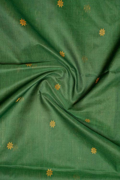 Forest Green Handwoven Pure Silk Cotton Saree