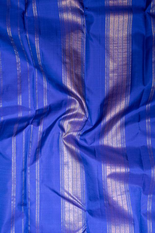Blue and Green Multi Checks Pure Kanchipuram Silk Saree