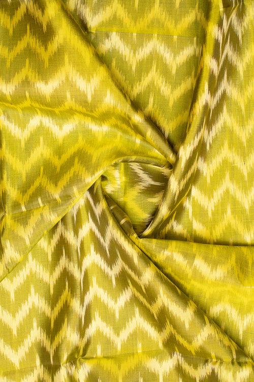 Lime Green and Magenta Pure Ikat Silk Saree