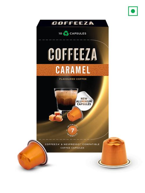 COFFEEZA Flavoured Variety Pack Hazelnut, Vanilla, Caramel Aluminium Coffee Capsules (30 Pods)