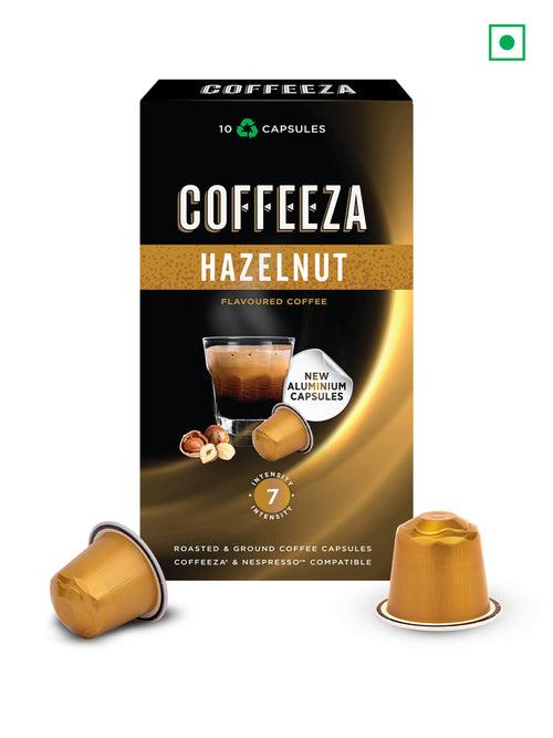 COFFEEZA Flavoured Variety Pack Hazelnut, Vanilla, Caramel Aluminium Coffee Capsules (30 Pods)