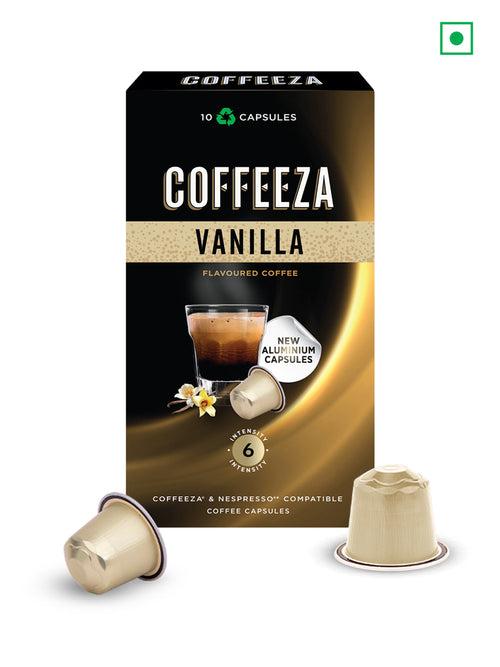 COFFEEZA Flavoured Variety Pack Hazelnut, Vanilla, Caramel Aluminium Coffee Capsules (30 Pods)