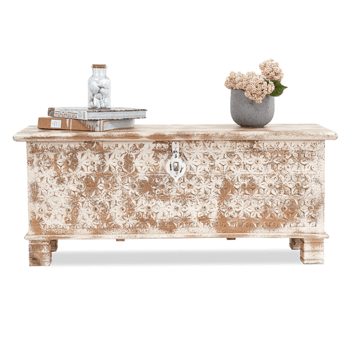 Floral Distressed Storage Trunk