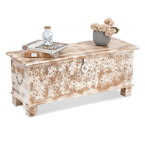 Floral Distressed Storage Trunk