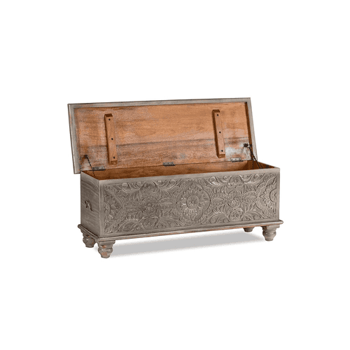 Oliver Grey Wooden Storage Trunk