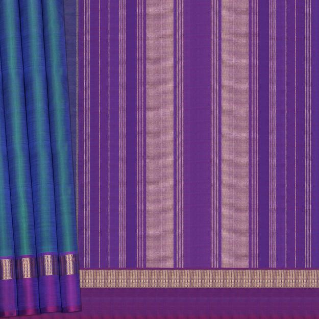 Handwoven Blue with Purple Kanjivaram Silk Saree - 2391T010987DSC