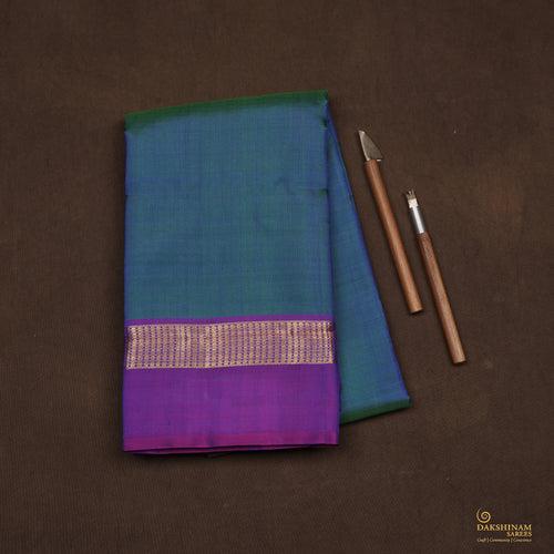 Handwoven Blue with Purple Kanjivaram Silk Saree - 2391T010987DSC