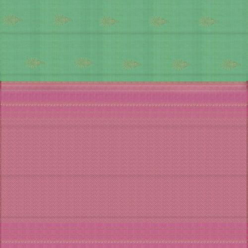 Handwoven Green with Pink Kanjivaram Silk Saree - 2394T010779DSC