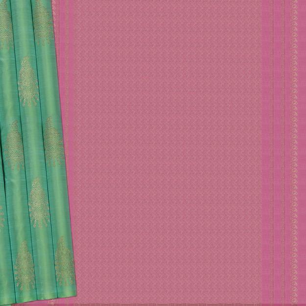 Handwoven Green with Pink Kanjivaram Silk Saree - 2394T010779DSC