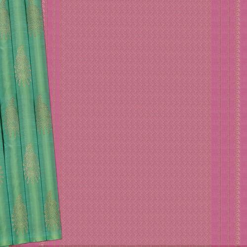 Handwoven Green with Pink Kanjivaram Silk Saree - 2394T010779DSC